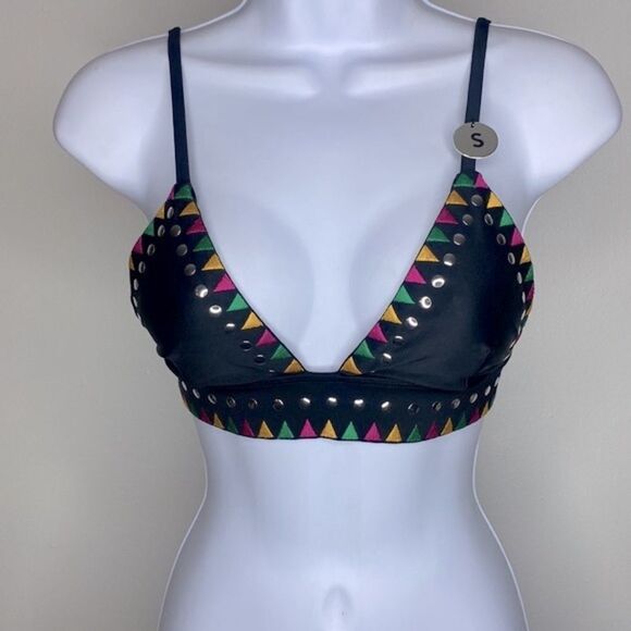 NEW…Black/Multi-colored swimwear top size S (small) from Forever21 - Picture 1 of 5